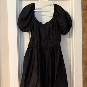 H&M Cotton Bubble Hem Black Dress